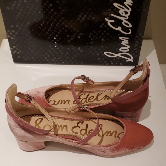 Sam Edelman Lulie Mary Jane Pumps Rose Velvet - Picture 7 of 10